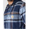 Carhartt Men’s Rugged Flex Relaxed Fit Flannel Fleece Lined Hooded Shirt Jac(Navy)