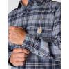 Carhartt Men’s Rugged Flex Relaxed Fit Midweight Flannel Long-Sleeve Plaid Shirt(Light Faded Navy)