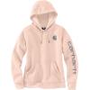 Carhartt Women’s Relaxed Fit Midweight Logo Sleeve Graphic Sweatshirt(Georgia Peach)