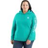 Carhartt Women’s Relaxed Fit Midweight Logo Sleeve Graphic Sweatshirt(Vintage Aqua)