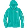 Carhartt Women’s Relaxed Fit Midweight Logo Sleeve Graphic Sweatshirt(Vintage Aqua)
