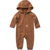 Carhartt baby-boys Long-sleeve Hooded Zip-up Footless Jumpsuit One-piece Hoodie(Carhartt Brown)