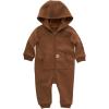 Carhartt baby-boys Long-sleeve Hooded Zip-up Footless Jumpsuit One-piece Hoodie(Carhartt Brown Solid)