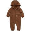 Carhartt baby-boys Long-sleeve Hooded Zip-up Footless Jumpsuit One-piece Hoodie(Carhartt Brown Solid)