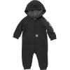 Carhartt baby-boys Long-sleeve Hooded Zip-up Footless Jumpsuit One-piece Hoodie(Caviar Black Grey Heather)