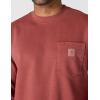 Carhartt mens Relaxed Fit Midweight Garment Dye French Terry Crewneck Pocket Sweatshirt(Dark Spice Red)