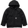 Carhartt Boys’ Flannel-Lined Hooded Canvas Insulated Zip-Up Jacket(Caviar Black)