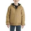 Carhartt Boys’ Flannel-Lined Hooded Canvas Insulated Zip-Up Jacket(Dark Khaki)