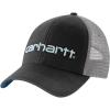 Carhartt Men’s Canvas Mesh-Back Logo Graphic Cap(Black/Dark Horizon Blue)