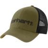 Carhartt Men’s Canvas Mesh-Back Logo Graphic Cap(Dark Bronzed Green)
