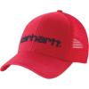 Carhartt Men’s Canvas Mesh-Back Logo Graphic Cap(Fire Red)