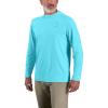 Carhartt Men’s Force Sun Defender™ Lightweight Long-Sleeve Hooded Logo Graphic T-Shirt(Gulf Blue)
