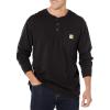 Carhartt Men’s Loose Fit Heavyweight Long-Sleeve Pocket Henley T-Shirt(Black)