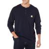 Carhartt Men’s Loose Fit Heavyweight Long-Sleeve Pocket Henley T-Shirt(Navy)