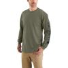 Carhartt Men’s Loose Fit Heavyweight Long-sleeve Logo Sleeve Graphic T-shirt(Dusty Olive)