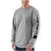 Carhartt Men’s Loose Fit Heavyweight Long-sleeve Logo Sleeve Graphic T-shirt(Heather Grey)