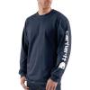 Carhartt Men’s Loose Fit Heavyweight Long-sleeve Logo Sleeve Graphic T-shirt(Navy)