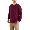 Carhartt Men’s Loose Fit Heavyweight Long-sleeve Logo Sleeve Graphic T-shirt(Port)