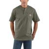Carhartt Men’s Loose Fit Heavyweight Short-Sleeve Pocket Henley T-Shirt(Dusty Olive)
