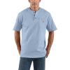 Carhartt Men’s Loose Fit Heavyweight Short-Sleeve Pocket Henley T-Shirt(Fog Blue)