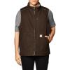 Carhartt Men’s Loose Fit Washed Duck Sherpa-Lined Mock-Neck Vest(Dark Brown)