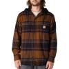 Carhartt Men’s Rugged Flex Relaxed Fit Flannel Fleece Lined Hooded Shirt Jac(Black)