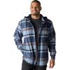 Carhartt Men’s Rugged Flex Relaxed Fit Flannel Fleece Lined Hooded Shirt Jac(Navy)