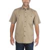 Carhartt Mens Rugged Flex Relaxed Fit Midweight Canvas Short-Sleeve Shirt(Dark Khaki)