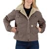 Carhartt Women’s Rugged Flex® Loose Fit Canvas Sherpa-Lined Jacket(Taupe Gray)