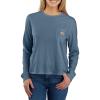 Carhartt Women’s Tencel Fiber Series Loose Fit Long-Sleeve Pocket T-Shirt(Thundercloud)