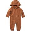 Carhartt baby-boys Long-sleeve Hooded Zip-up Footless Jumpsuit One-piece Hoodie(Carhartt Brown)