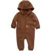 Carhartt baby-boys Long-sleeve Hooded Zip-up Footless Jumpsuit One-piece Hoodie(Carhartt Brown Solid)
