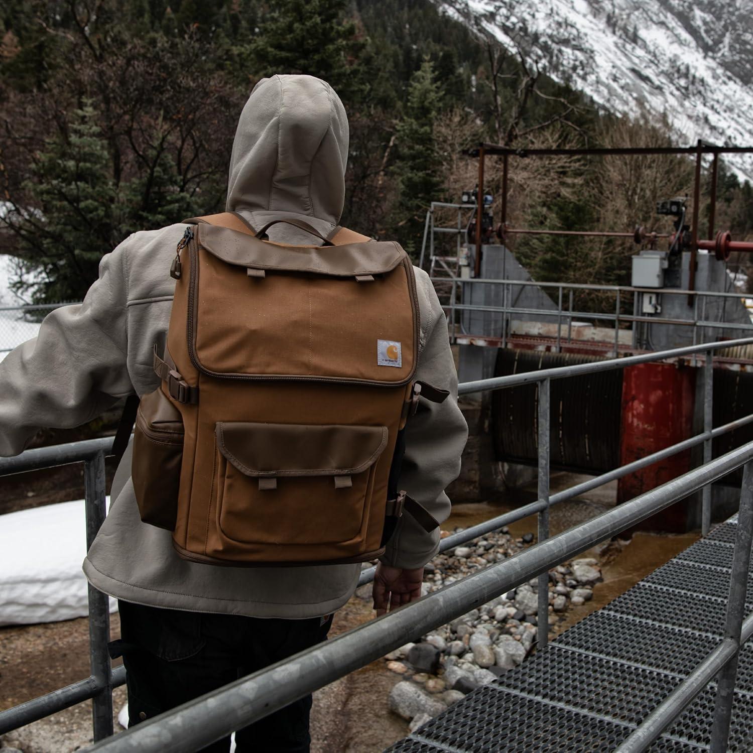 imageCarhartt 35L Nylon Workday Backpack Durable WaterResistant Pack with 15quot Laptop Sleeve and Adjustable Shoulder Straps BlackBlind Duck Camo