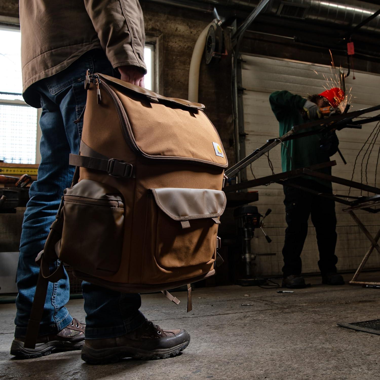 imageCarhartt 35L Nylon Workday Backpack Durable WaterResistant Pack with 15quot Laptop Sleeve and Adjustable Shoulder Straps BlackBlind Duck Camo