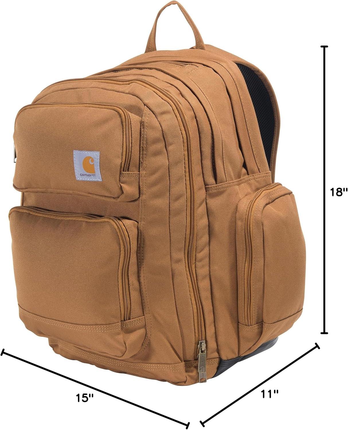 imageCarhartt 35L TripleCompartment Backpack Durable Pack with Laptop Sleeve and Duravax Abrasion Resistant Base BlackCarhartt Brown