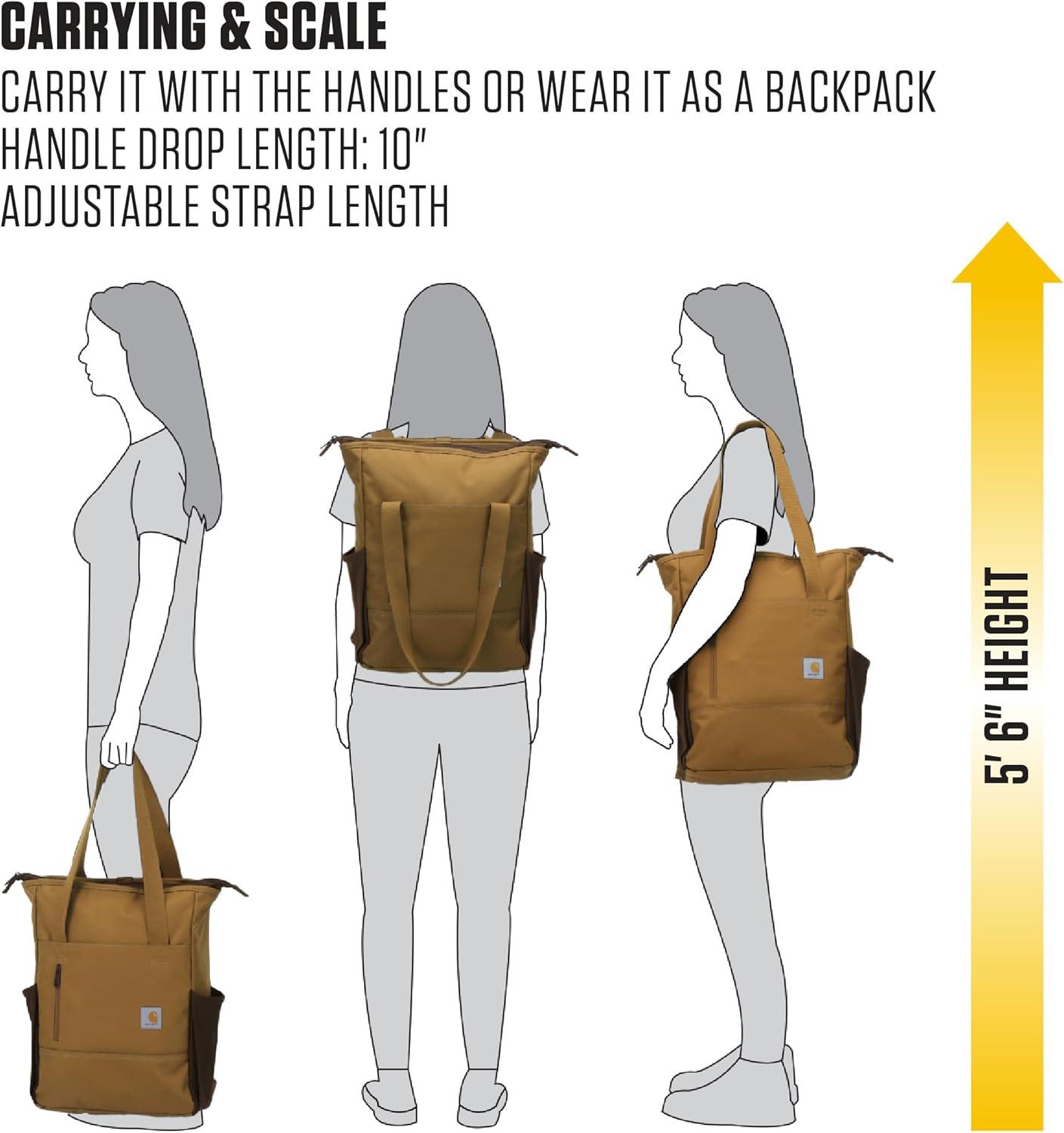 imageCarhartt Classic Convertible Backpack Tote Durable Water Repellent Material W 17quot Laptop Sleeve Carhartt BrownBlack