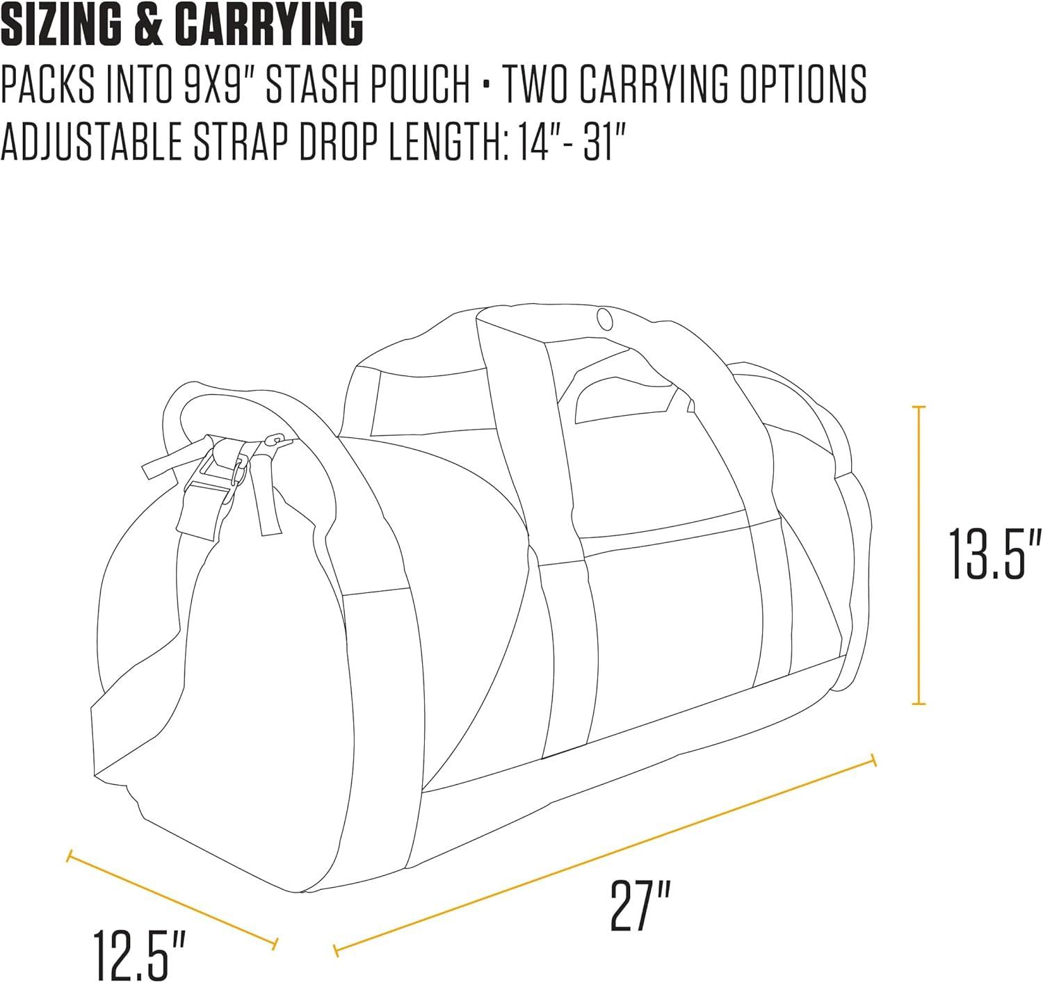 imageCarhartt Classic Round Duffel with Utility Pouch HeavyDuty WaterResistant Packable Gear Bag for Jobsite Gym and TravelPort
