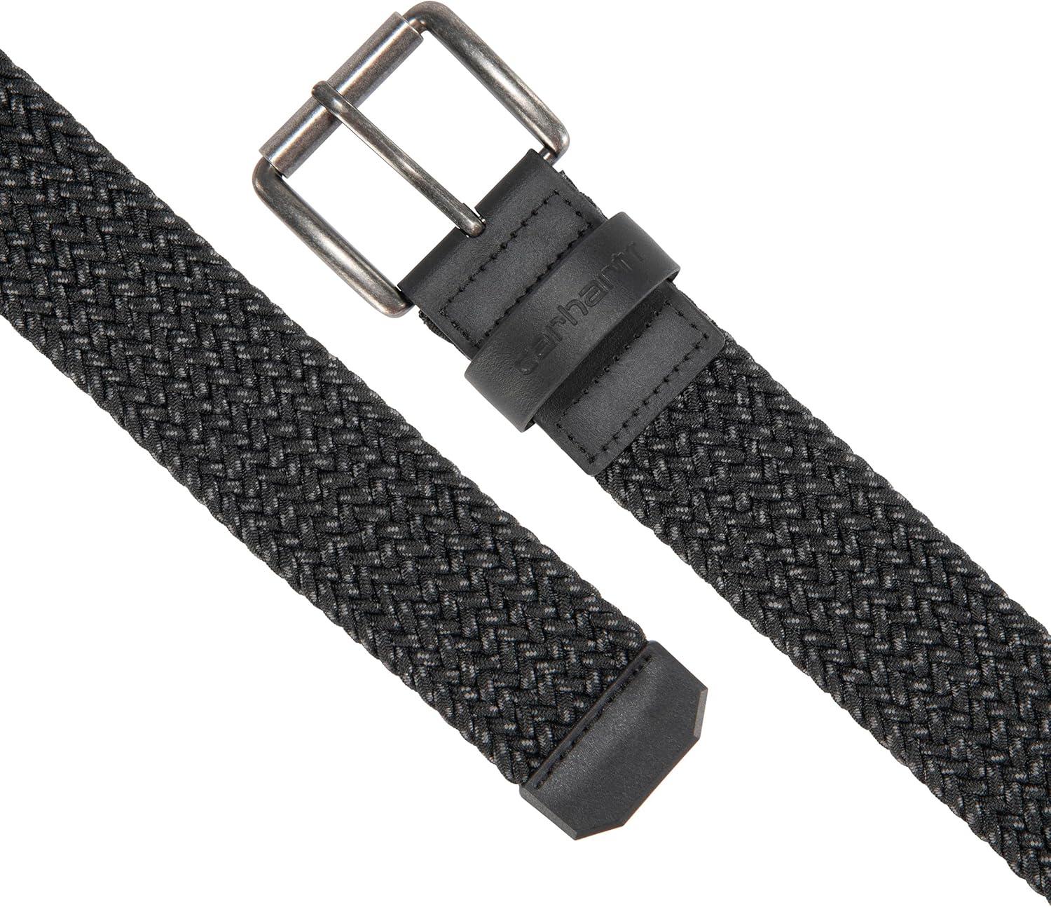 imageCarhartt Mens Casual Belts WHeavy Duty Flexible Stitching Available in Multiple Styles Colors ampamp SizesRugged Flex Nylon Cord Braided Black