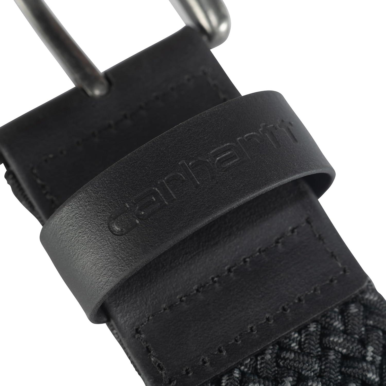 imageCarhartt Mens Casual Belts WHeavy Duty Flexible Stitching Available in Multiple Styles Colors ampamp SizesRugged Flex Nylon Cord Braided Black