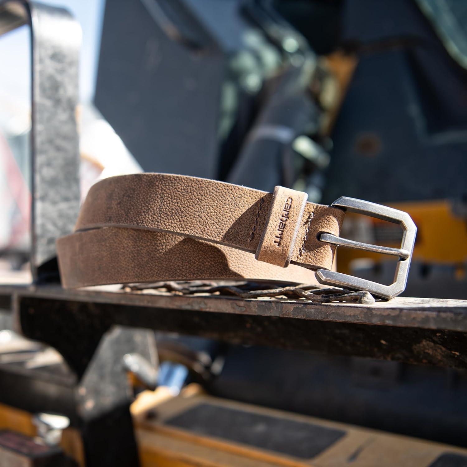 imageCarhartt Mens Durable Full Grain Saddle Leather Classic Belts WRugged Antique Nickle HardwareDark Brown