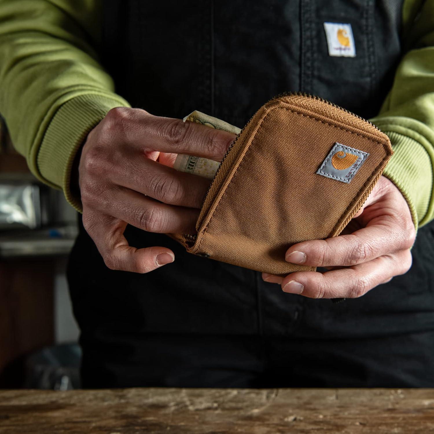 imageCarhartt Mens Nylon Duck Zipper Wallet Deep WineBlack