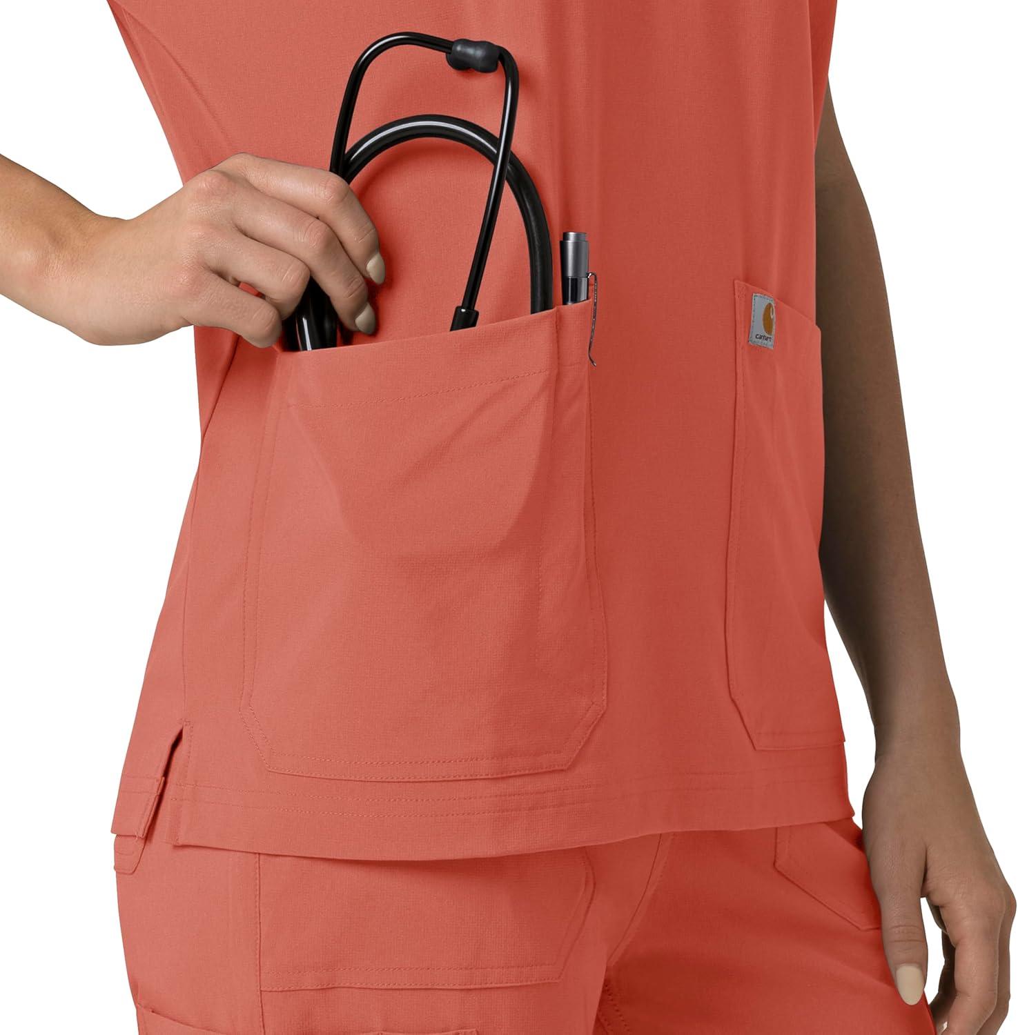 imageCarhartt Scrubs C13110 Womens Force CrossFlex Modern Fit Oversized VDusty Cedar