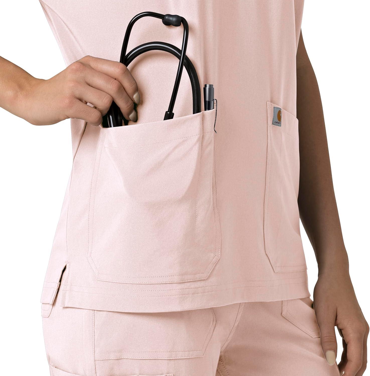 imageCarhartt Scrubs C13110 Womens Force CrossFlex Modern Fit Oversized VSoft Rose