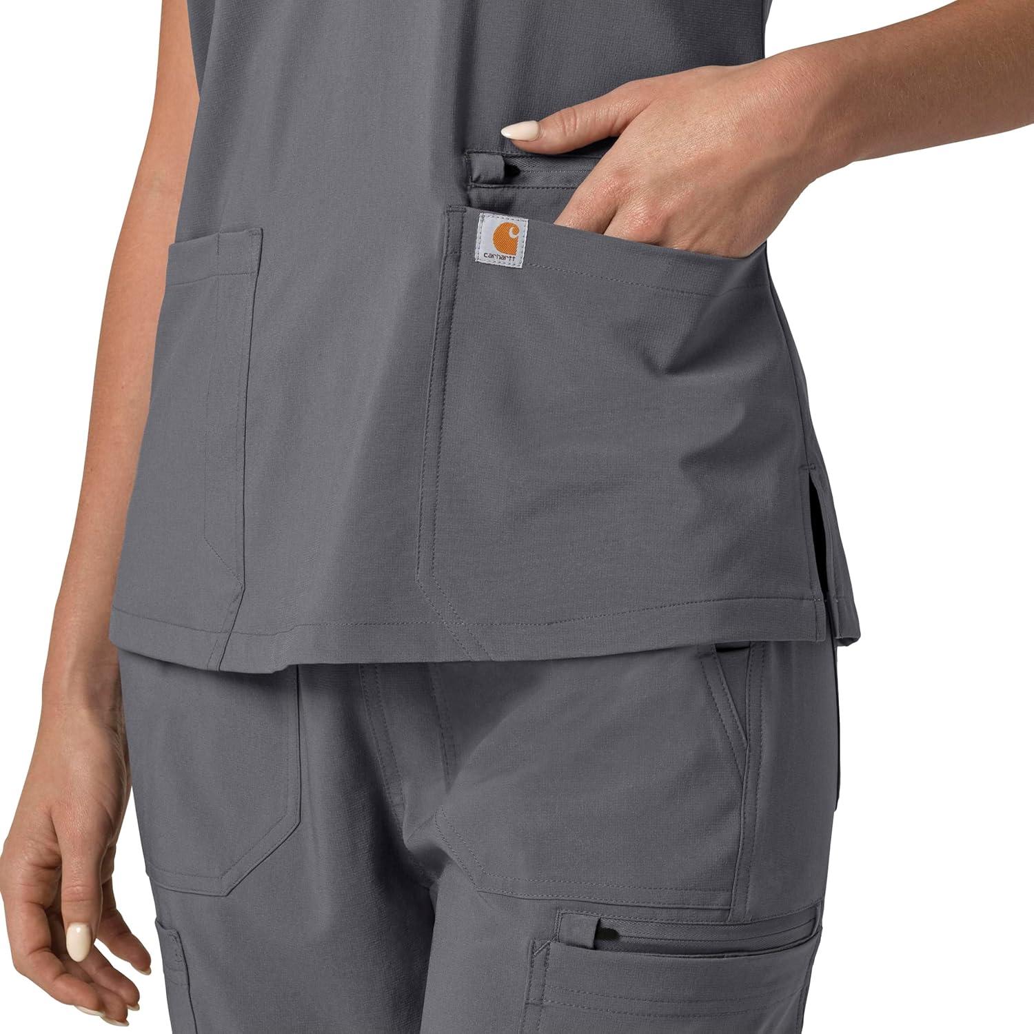 imageCarhartt Scrubs C13210 Womens Force CrossFlex Modern Fit Flex PanelPewter