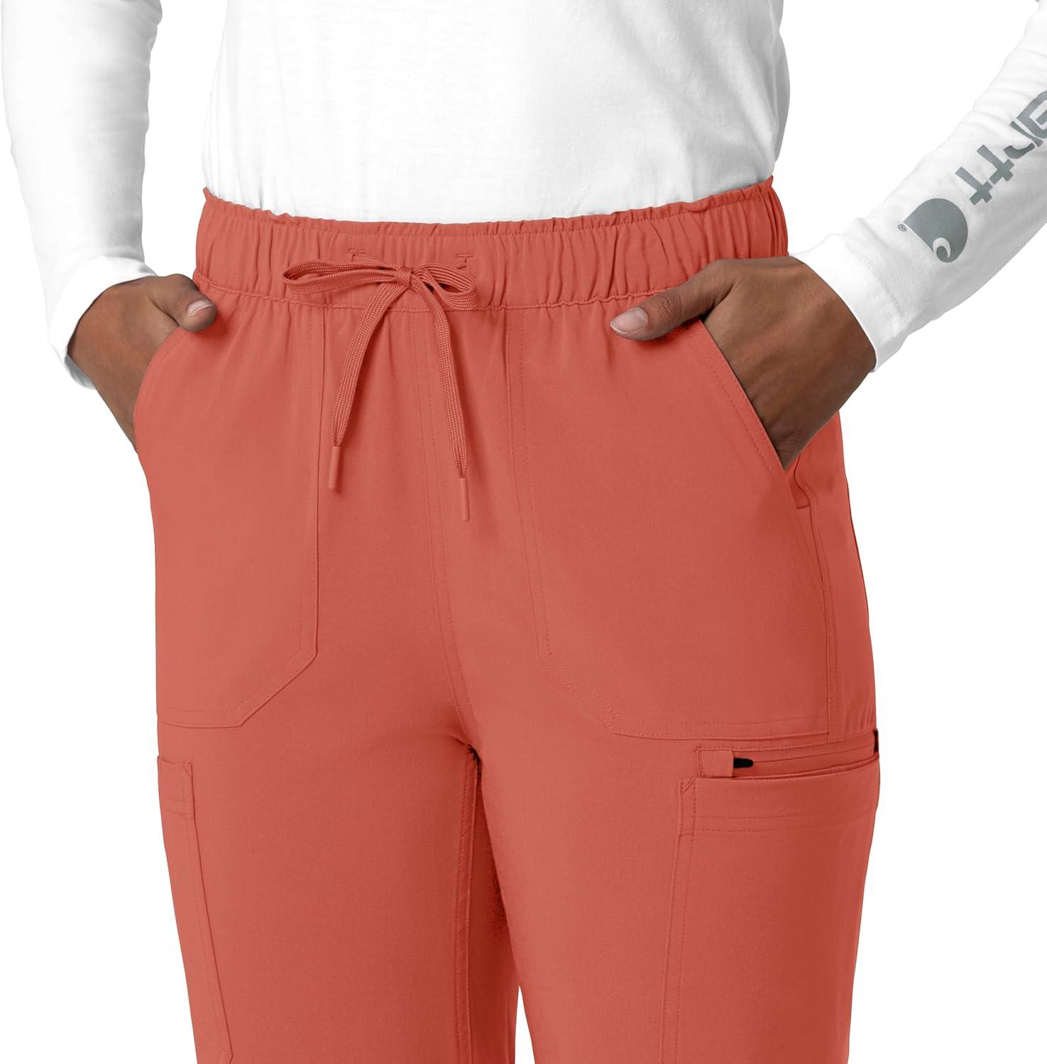 imageCarhartt Scrubs for Women Force Crossflex StraightLeg Cargo Pants with Drawstring and 7 PocketsDusty Cedar
