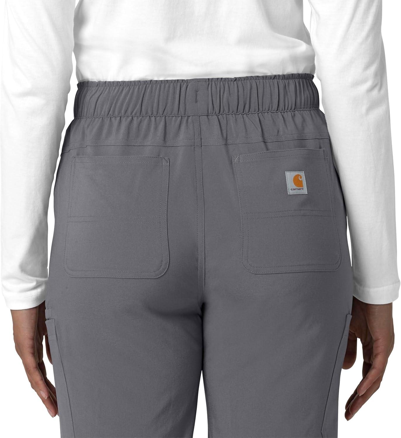 imageCarhartt Scrubs for Women Force Crossflex StraightLeg Cargo Pants with Drawstring and 7 PocketsPewter