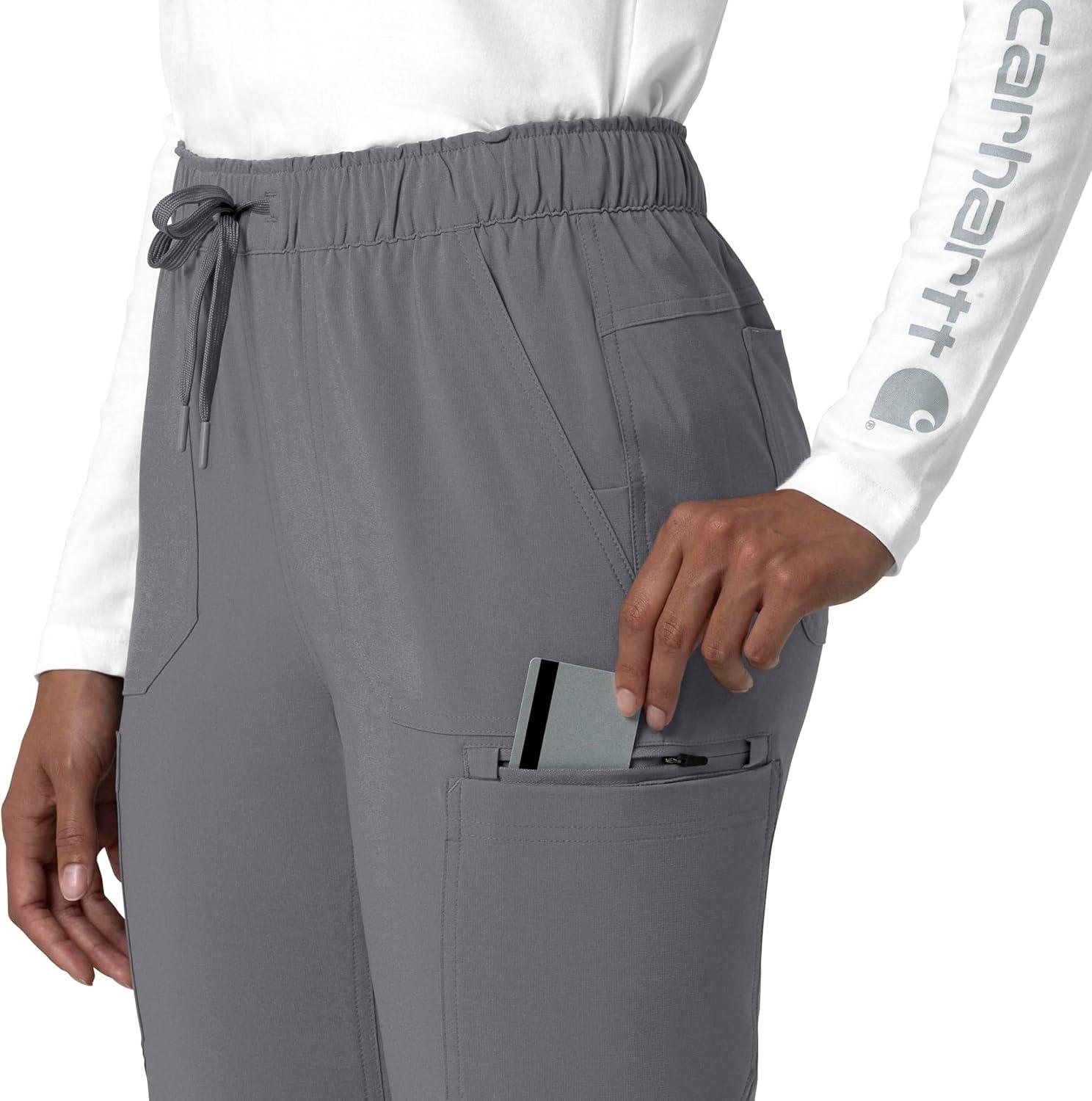 imageCarhartt Scrubs for Women Force Crossflex StraightLeg Cargo Pants with Drawstring and 7 PocketsPewter