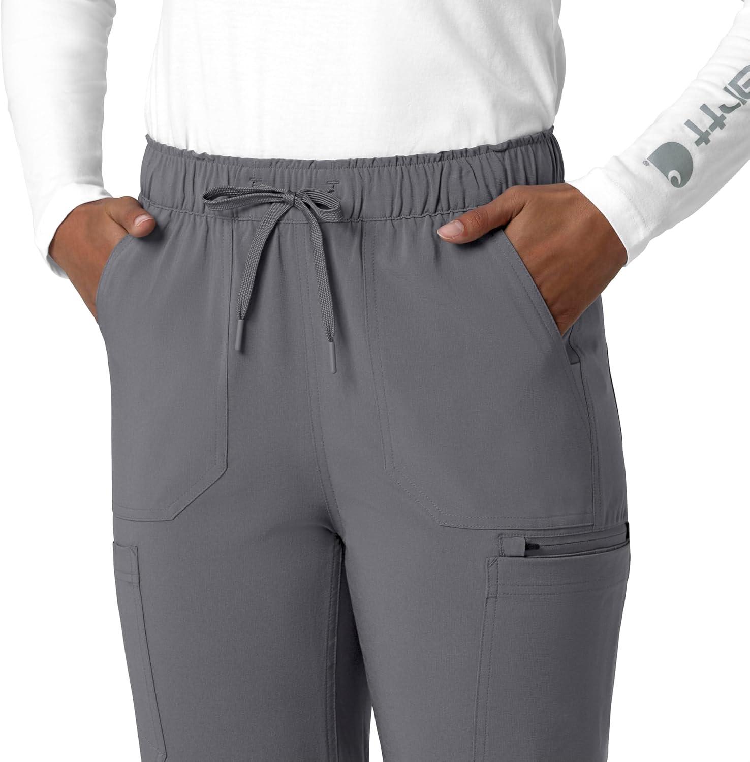 imageCarhartt Scrubs for Women Force Crossflex StraightLeg Cargo Pants with Drawstring and 7 PocketsPewter