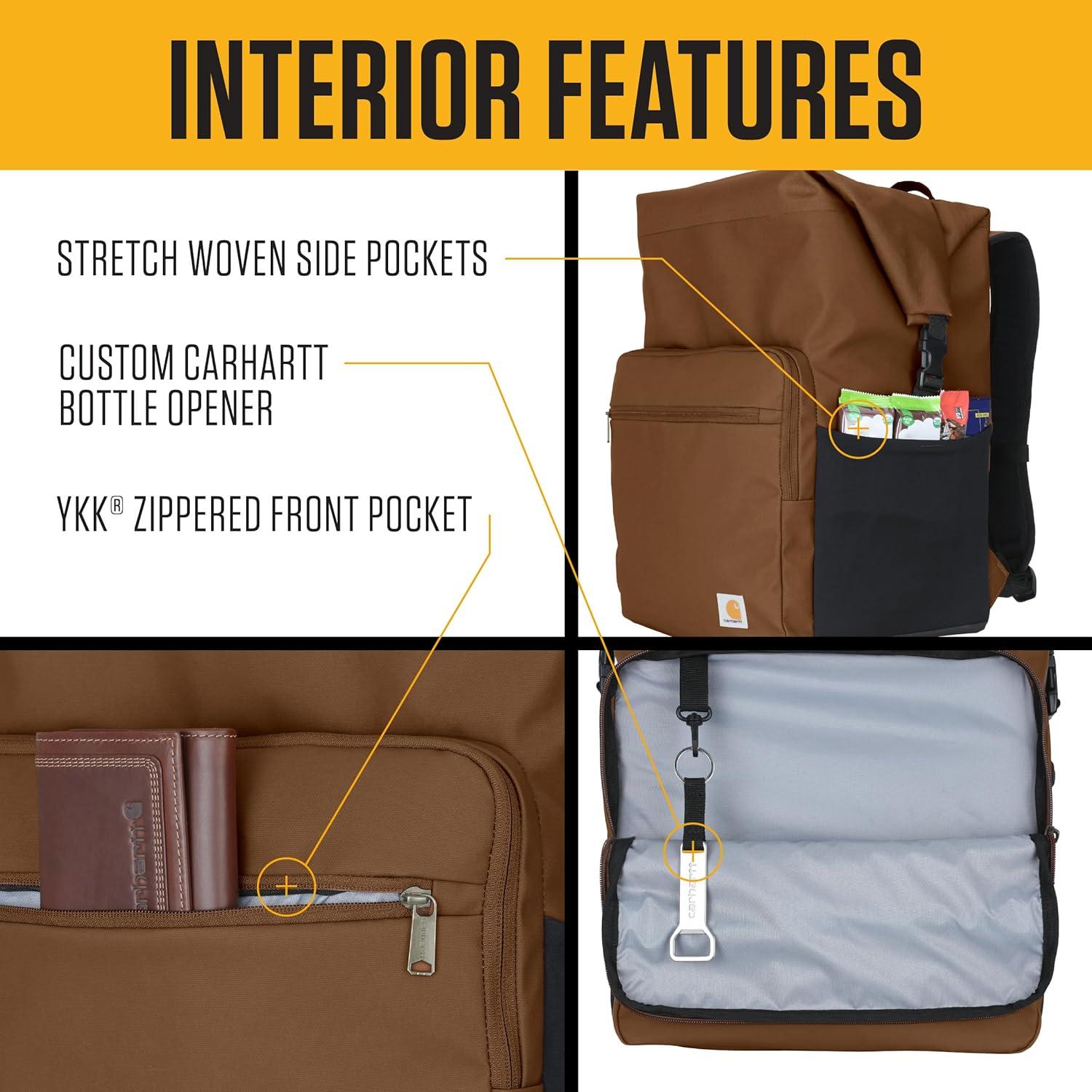 imageCarhartt Thick Foam Fully Insulated Cold Front Coolers Premium Ice Retention Durable Water Resistant Material WFront Zippered PocketOiled Walnut