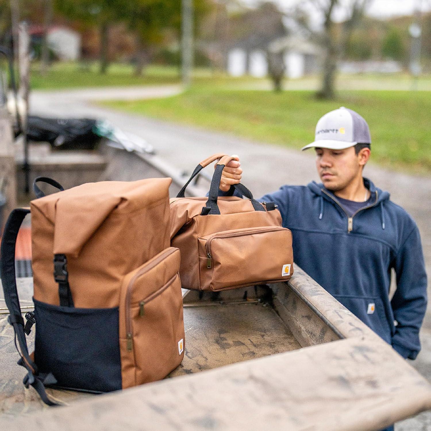 imageCarhartt Thick Foam Fully Insulated Cold Front Coolers Premium Ice Retention Durable Water Resistant Material WFront Zippered PocketOiled Walnut